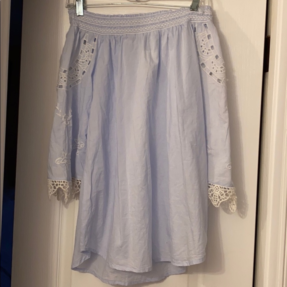 Off the shoulder blue top